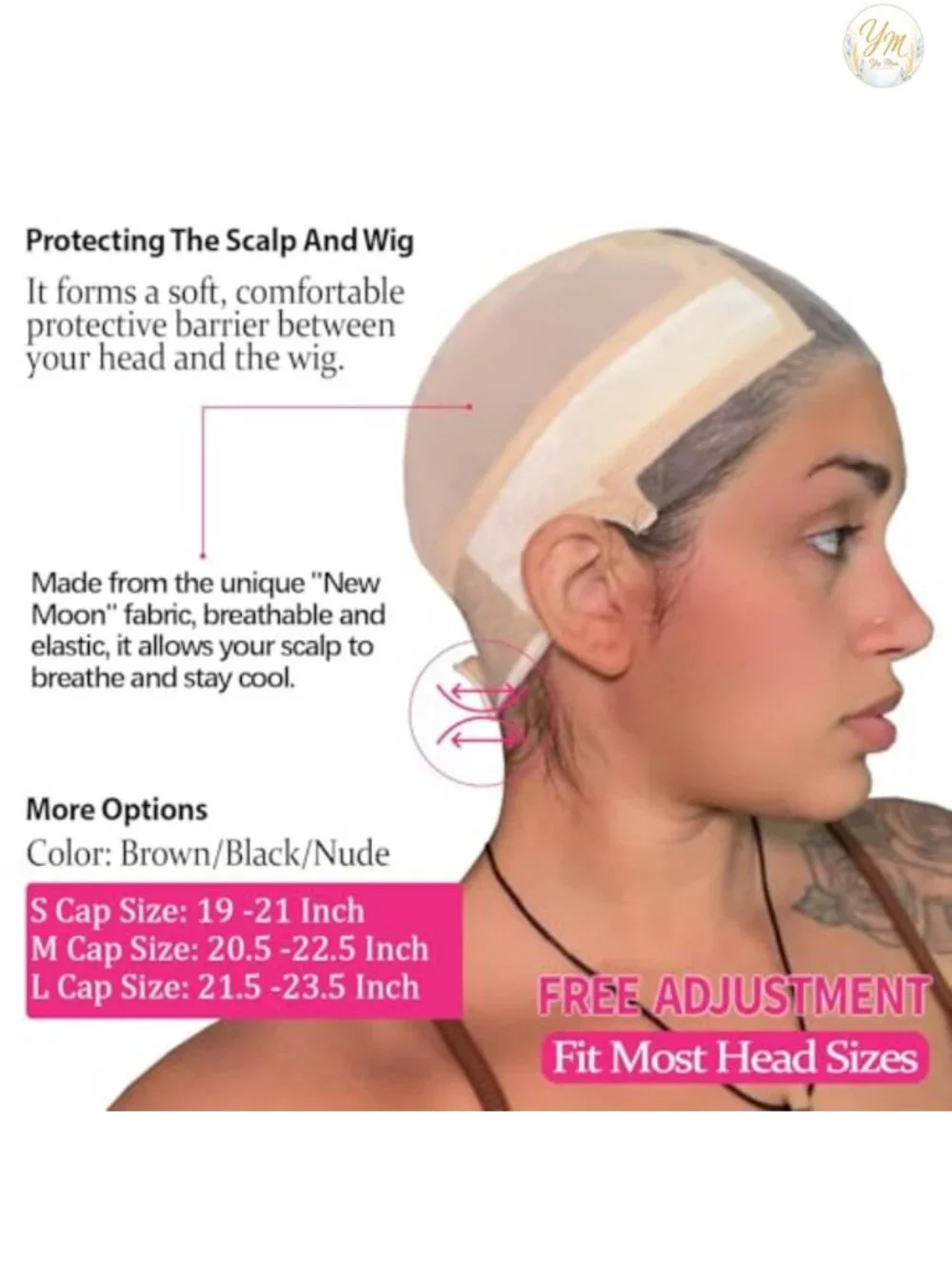Non Slip Wig Grip Cap with Lace Front, Glueless Velvet Band, Adjustable,